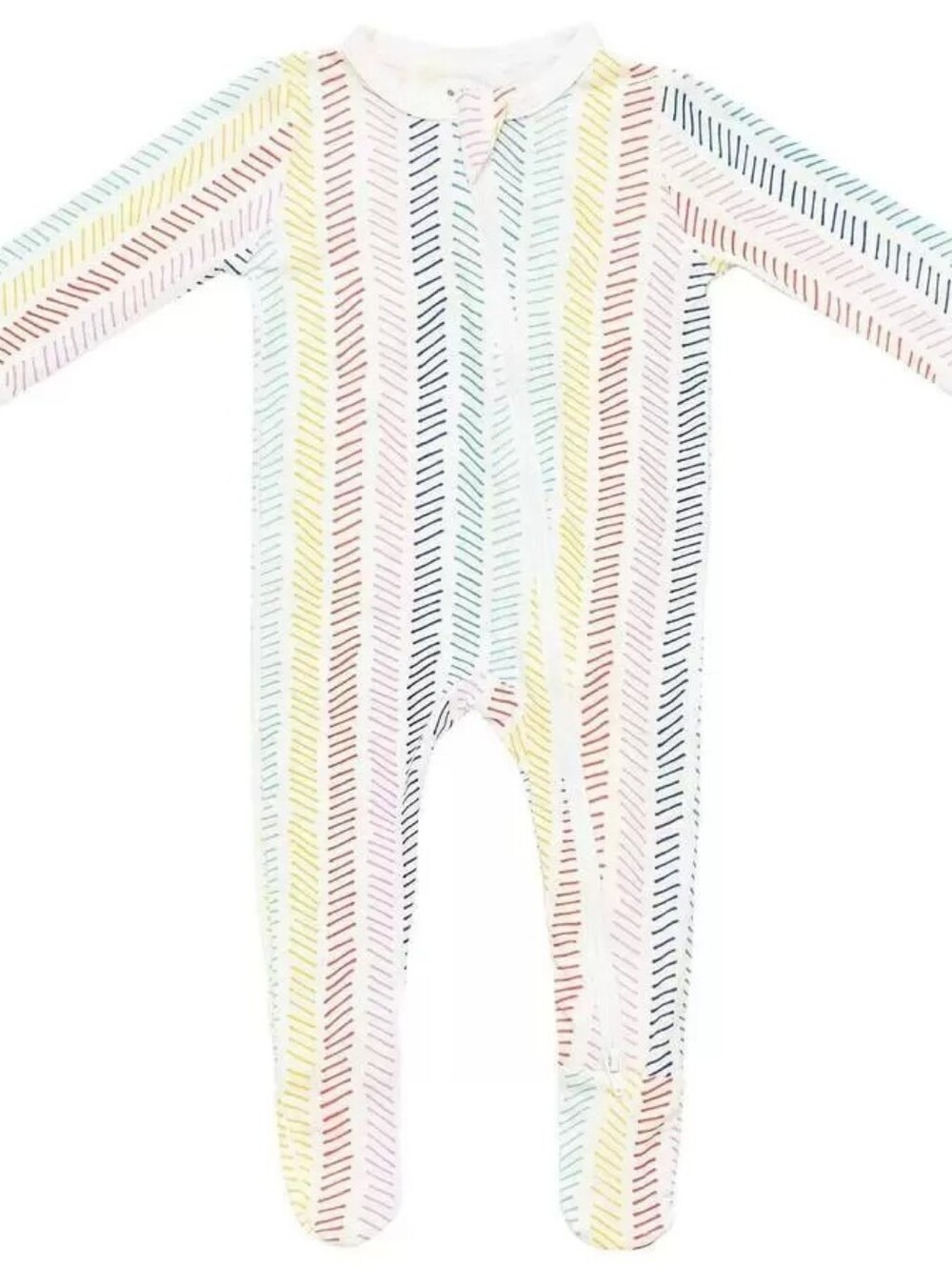 Kyte Baby Zippered Footie in Rainbow Herringbone, 0-3 Months